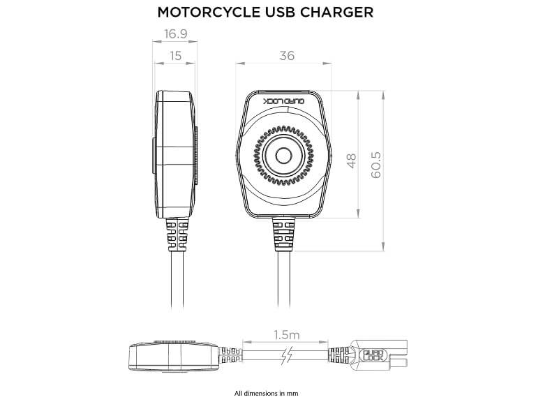 Adaptateur Chargeur USB Quad Lock pour moto